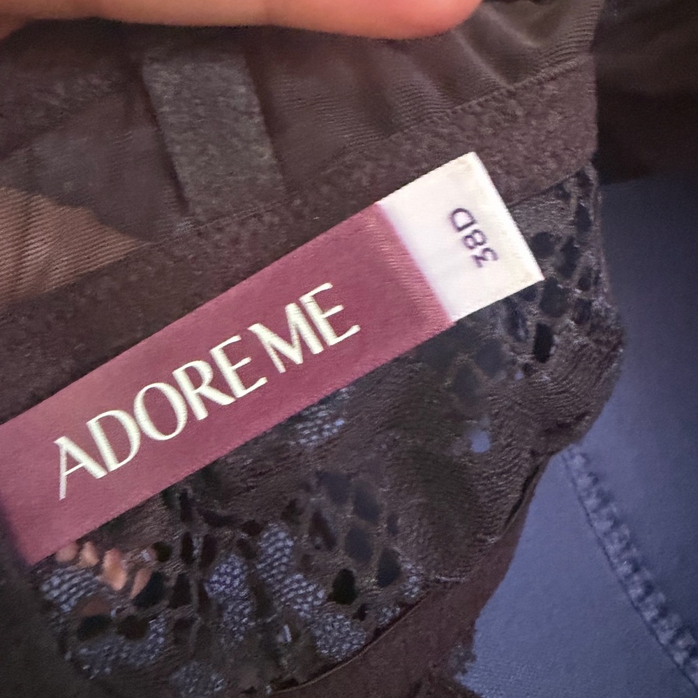 Adore Navy and Black Floral Lace Longline Bra - Picture 3 of 9